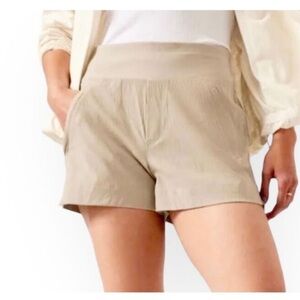 Athleta Trekkie North Short Size 10 Sand Running Hiking Outdoor Shorts Khaki